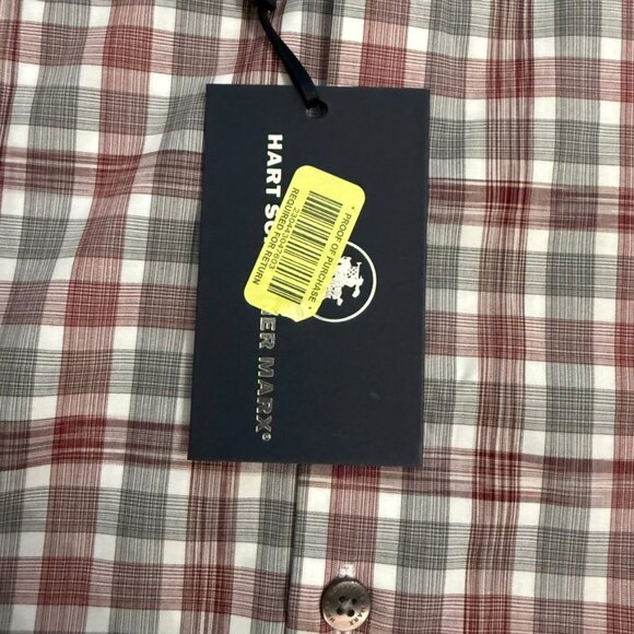 Hart Schaffner Marx Red & Gray Plaid Short Sleeve Button-Up Shirt - XL (New with - Picture 5 of 11